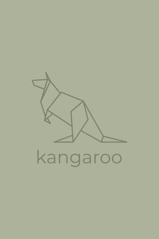 kangaroo origami. Abstract line art kangaroo logo design. Animal origami. Animal line art. Pet shop outline illustration. Vector illustration