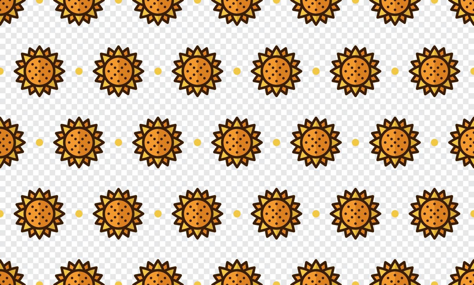 Sunflower pattern with cartoon sunflowers. Seamless sunflower background. Summer and spring seamless pattern with flat style sunflowers. Vector illustration