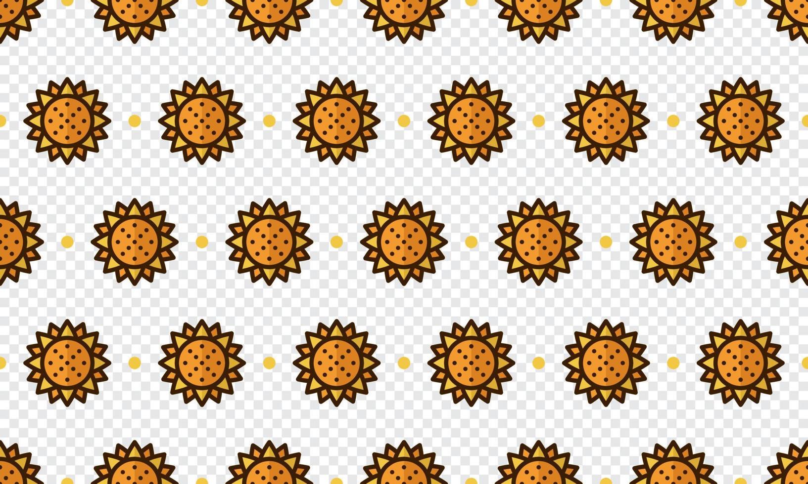 patrón de girasol con girasoles de dibujos animados. fondo de girasol transparente. patrón sin costuras de verano y primavera con girasoles de estilo plano. ilustración vectorial vector