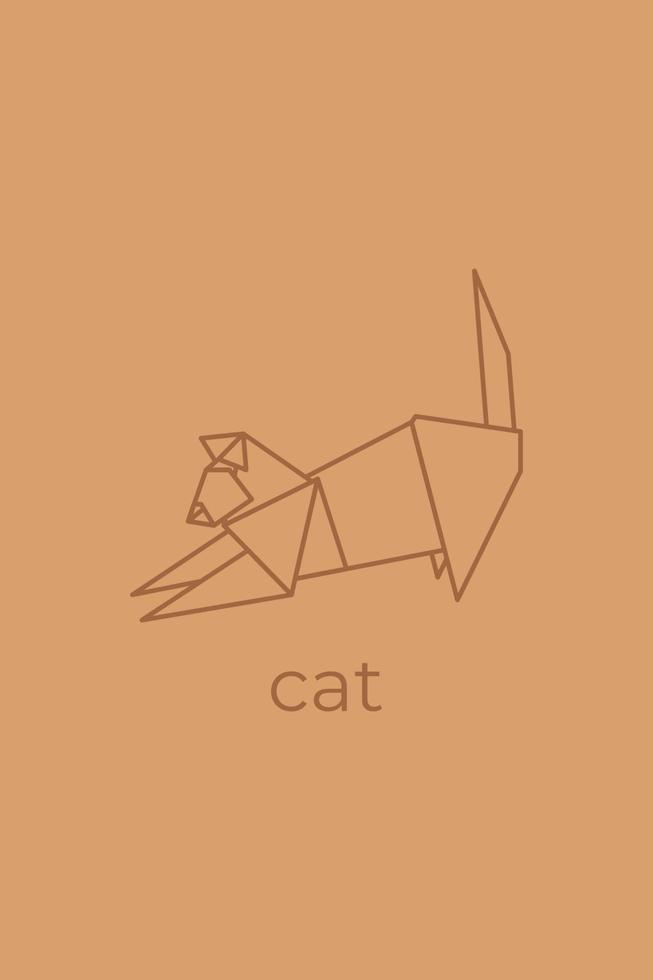 cat origami. Abstract line art cat logo design. Animal origami. Animal line art. Pet shop outline illustration. Vector illustration