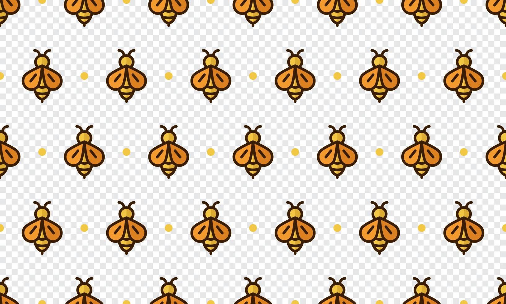 Bee pattern with cartoon bee characters. Seamless bee background. Summer and spring seamless pattern with flat style bee characters. Vector illustration