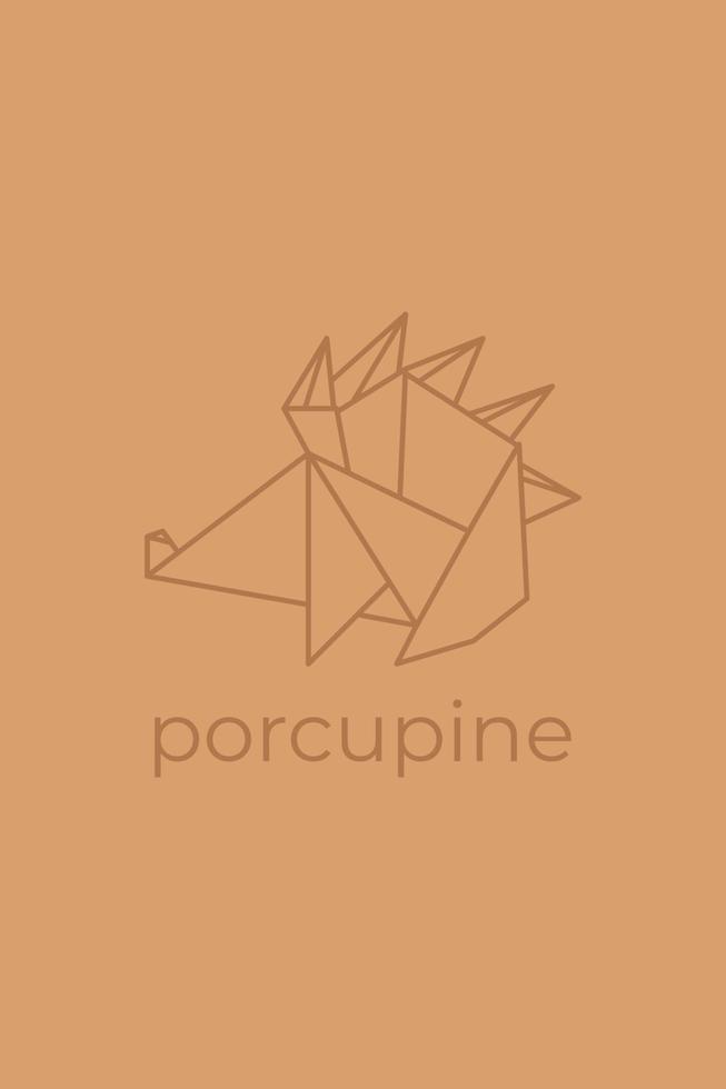 porcupine origami. Abstract line art porcupine logo design. Animal origami. Animal line art. Pet shop outline illustration. Vector illustration