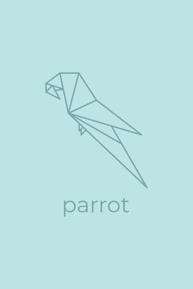 parrot origami. Abstract line art parrot logo design. Animal origami. Animal line art. Pet shop outline illustration. Vector illustration