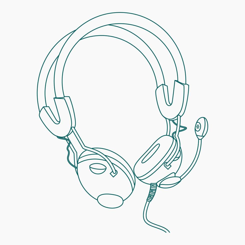 ilustración de vector de auricular de estilo de trazos de pincel editable para proyecto de diseño relacionado con audio o electricidad