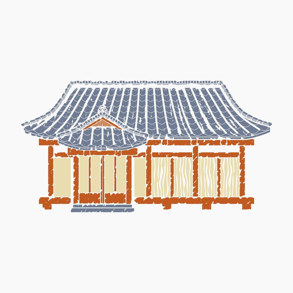 estilo de trazos de pincel editable ilustración de vector de casa japonesa tradicional para viajes de turismo y cultura o educación de historia