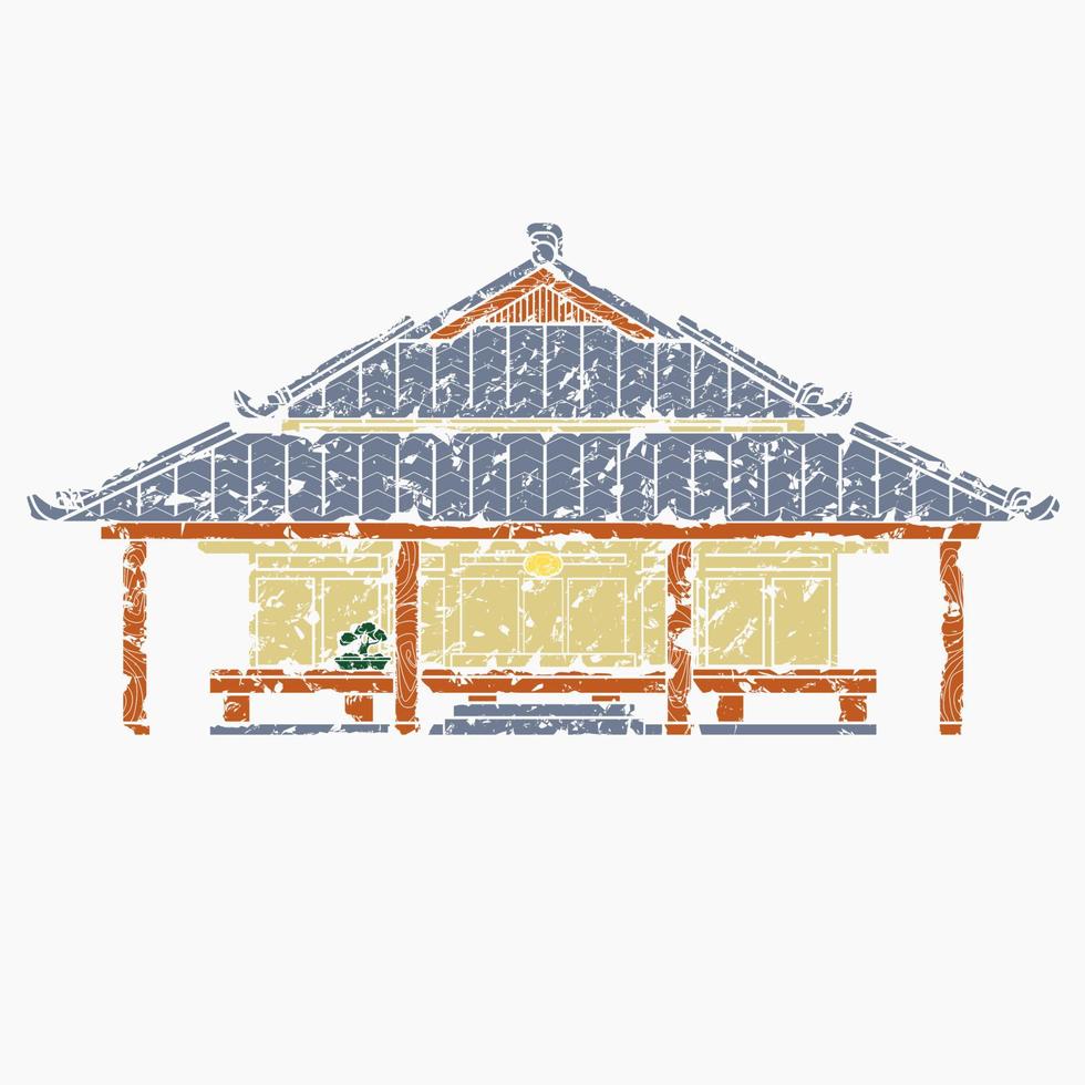 Editable Traditional Japanese House Vector Illustration in Brush Strokes Style for Tourism Travel and Culture or History Education