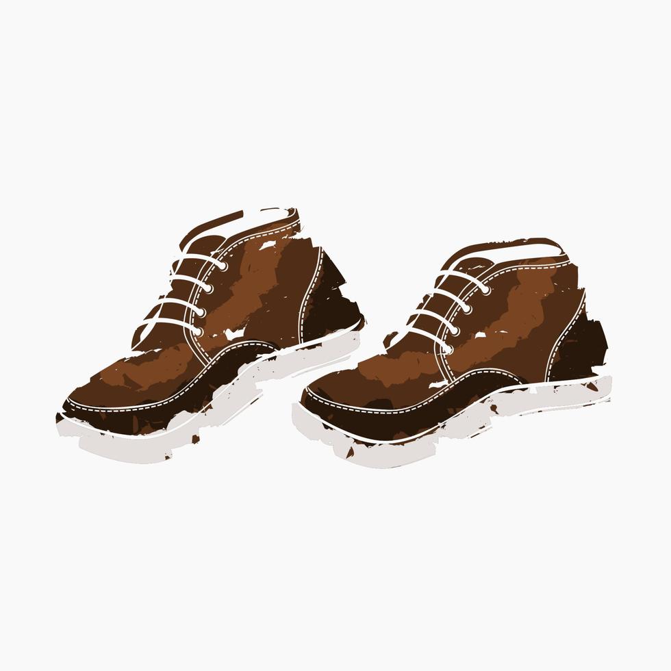 Editable Isolated Male Leather Shoes Vector Illustration in Brush Strokes Style for Fashion Related Design