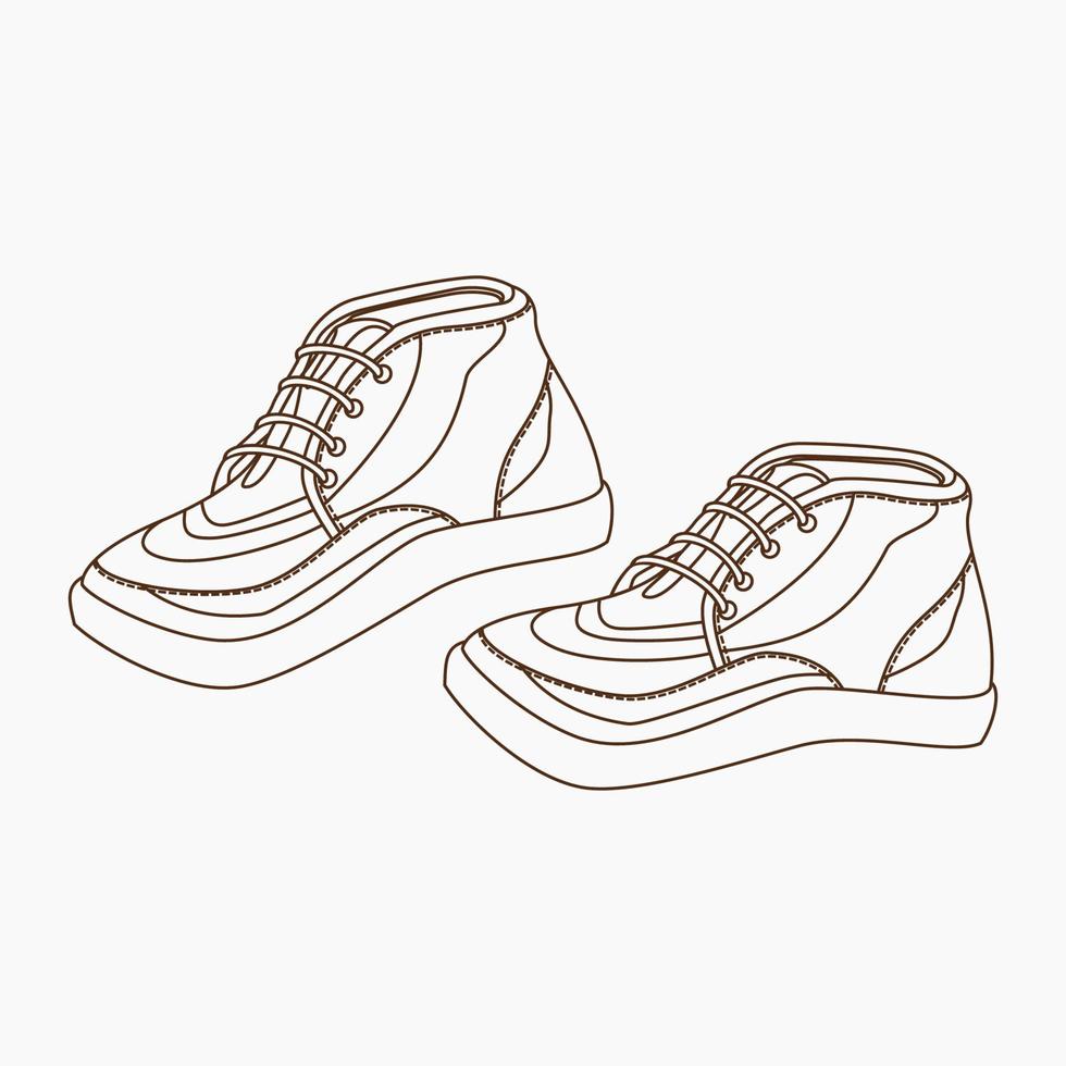 Editable Isolated Male Leather Shoes Vector Illustration in Outline Style for Fashion Related Design