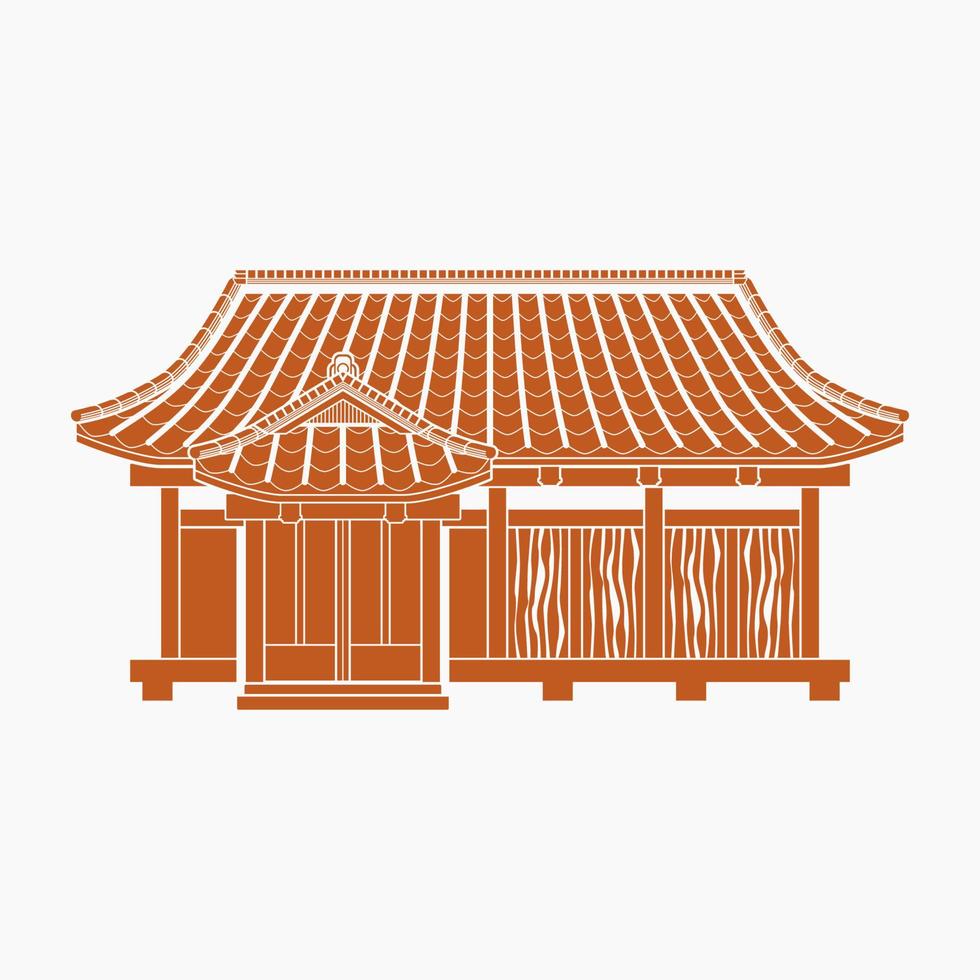 Editable Flat Monochrome Style Traditional Japanese House Vector Illustration for Tourism Travel and Culture or History Education