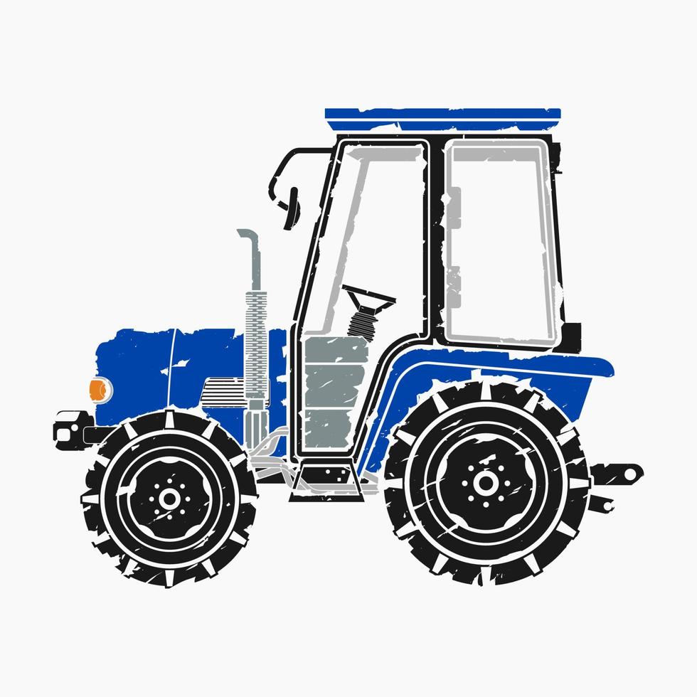 Editable Isolated Side View Brush Strokes Style Farm Tractor Vector Illustration for Artwork Element of Vehicle or Agriculture Related Design