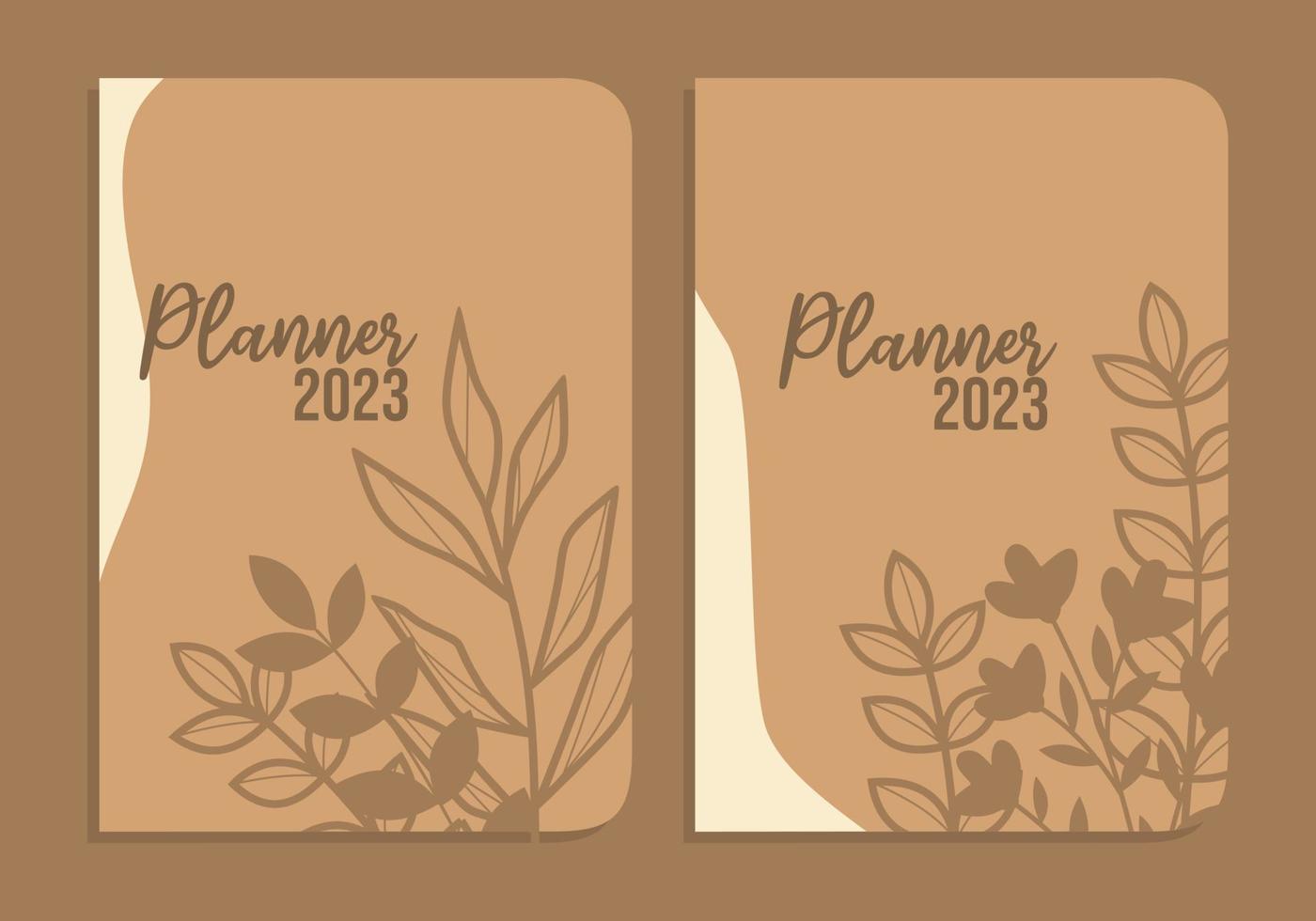 Brown cover page notebook collection. template with leaf silhouette. Perfect for diary, books, magazines, journals, catalogs, planners and flyers. Size A4 vector