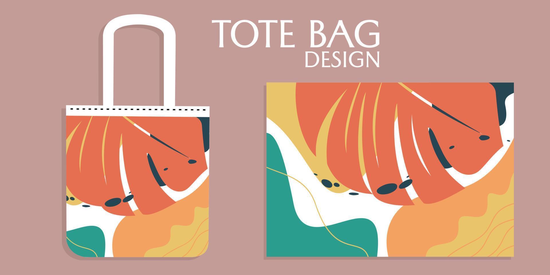 bolsas de lona o de tela hechas de tela.diseño botánico abstracto.bolsa de tela con asa.ilustración vectorial realista.bolsa de compras vector