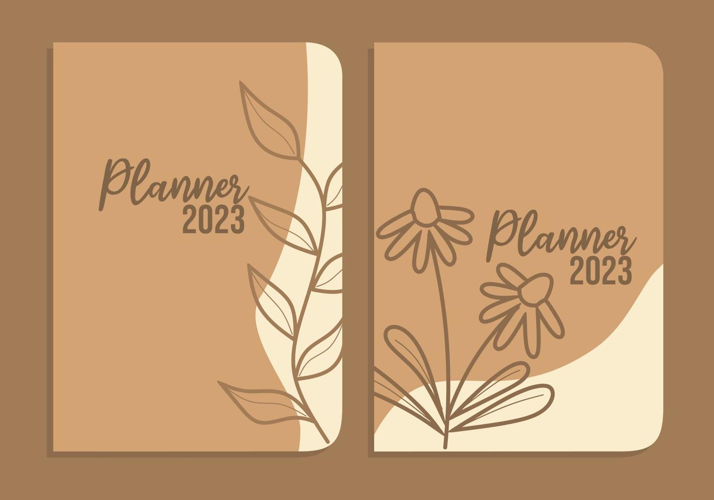 Brown cover page notebook collection. template with leaf silhouette. Perfect for diary, books, magazines, journals, catalogs, planners and flyers. Size A4 vector