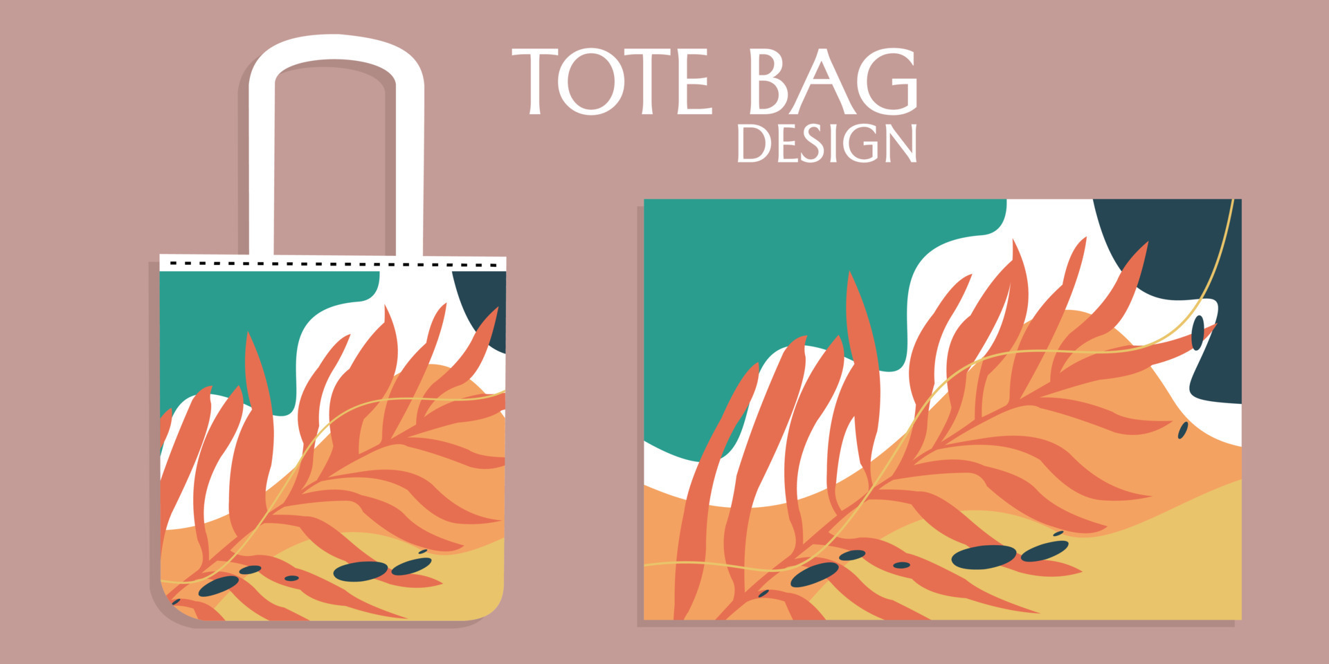Canvas or tote bags made of of fabric.abstract botanical design.Cloth