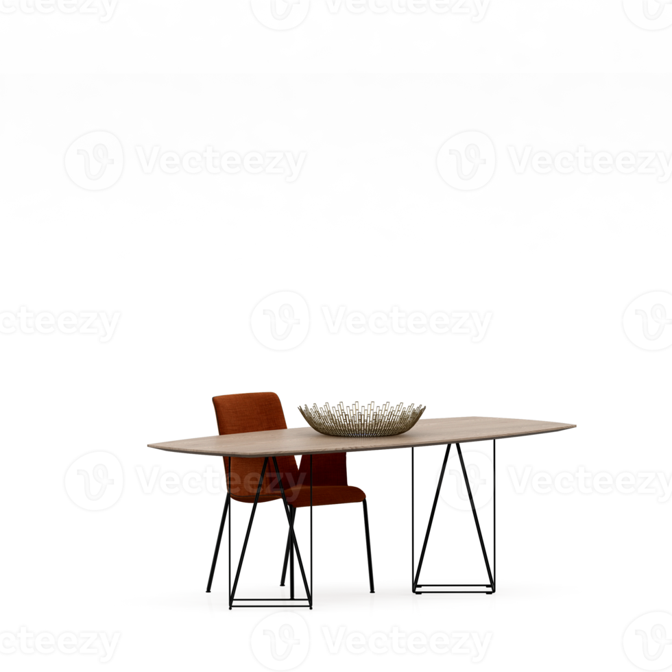 Isometric Table set front 3D render png