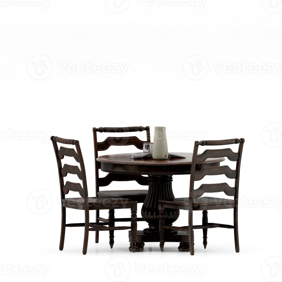 Isometric Table set front 3D render png