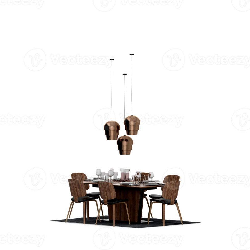 Isometric Table set front 3D render png