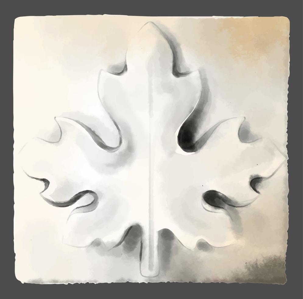 Gypsum plant bas-relief for drawing. Watercolor vector drawing made by hand. Vector group, isolated on a white background.