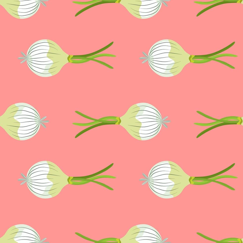 Hand drawn onion bulb seamless pattern. Onion in doodle style endless wallpaper. vector