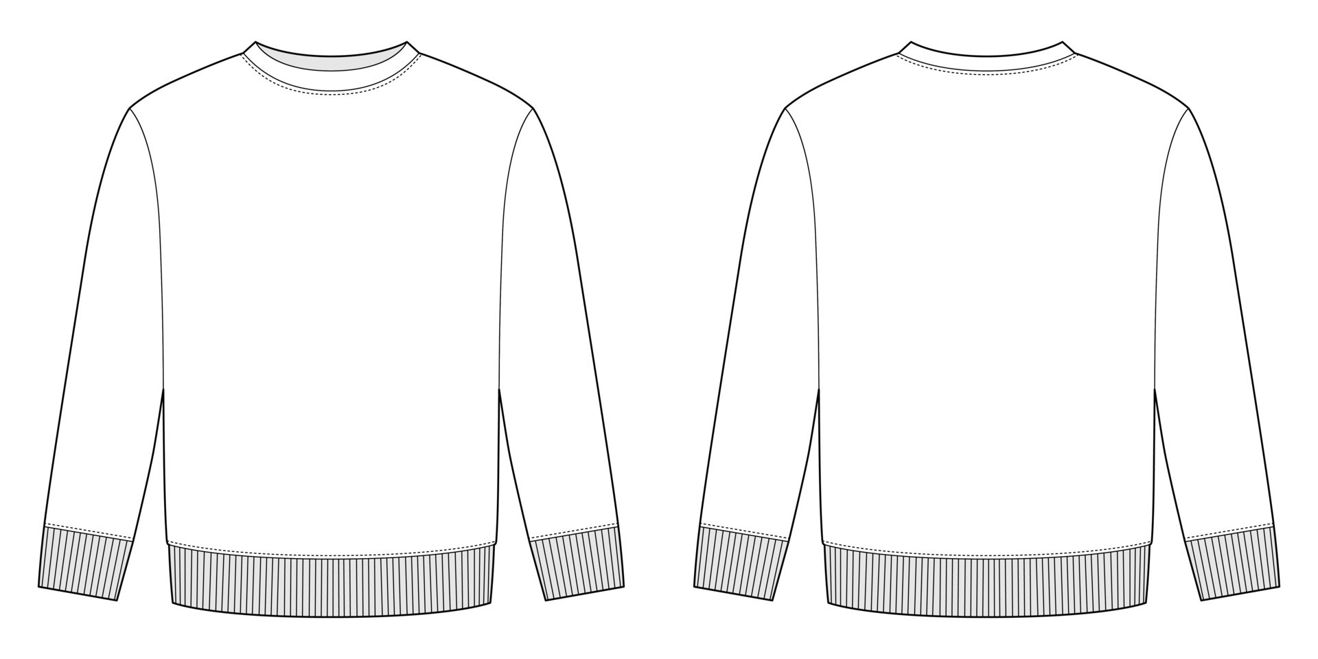 Blank childrens sweatshirt technical sketch. Kids wear jumper design ...