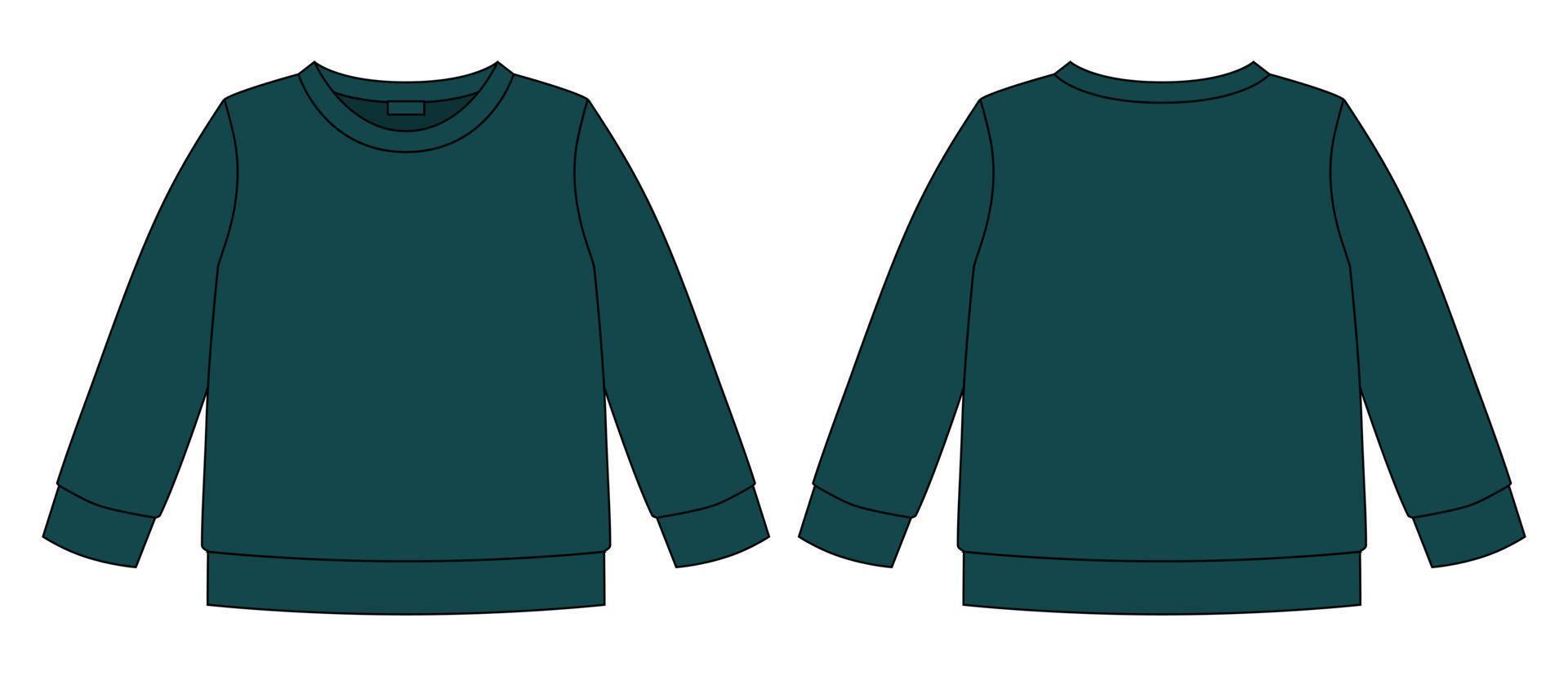 Technical sketch sweatshirt. Dark green color. Kids wear jumper design template. 13856203 Vector Art at Vecteezy