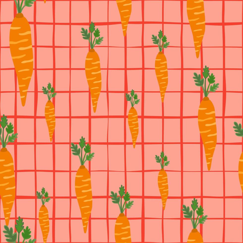 Hand drawn carrot seamless pattern. Doodle carrots wallpaper. vector