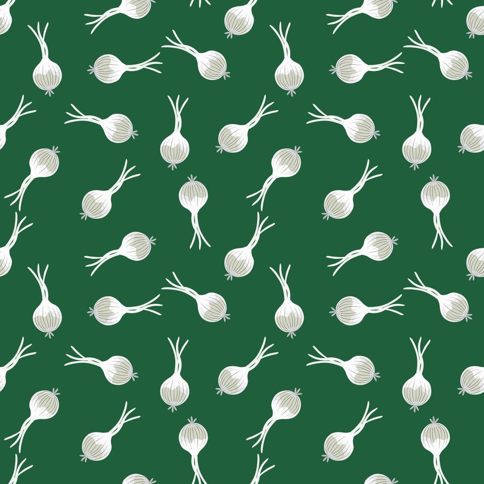 Hand drawn onion bulb seamless pattern. Onion in doodle style endless wallpaper. vector
