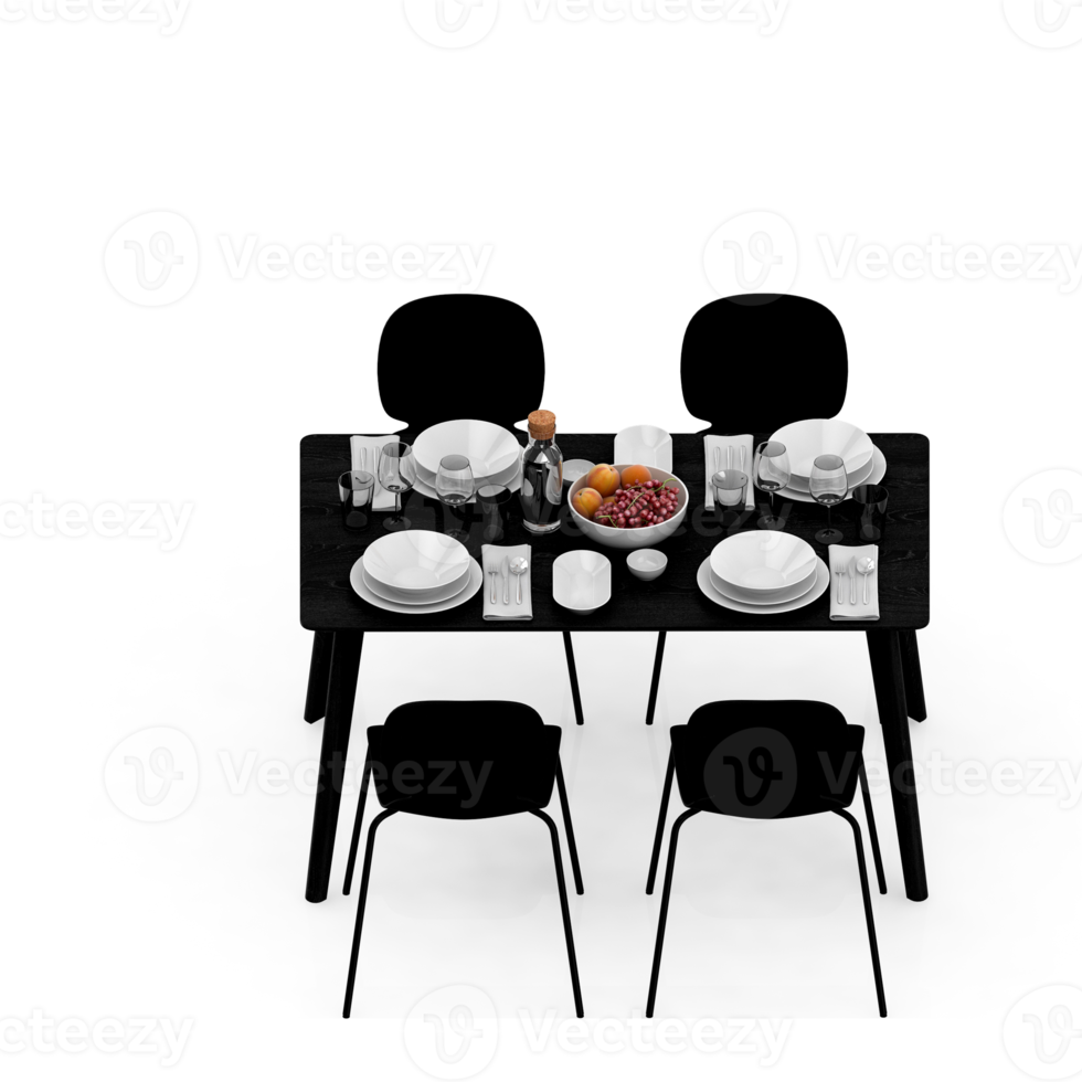 Isometric Table set Perspective 3D render png