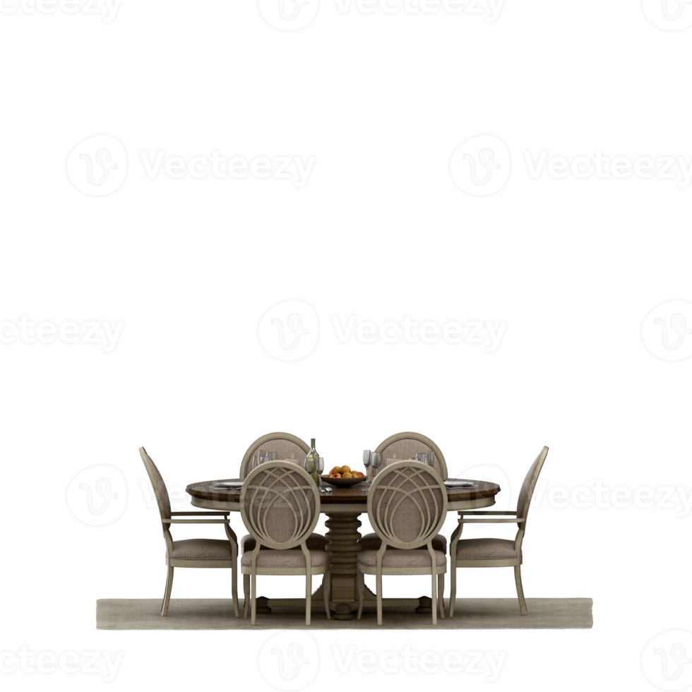 Isometric Table set front 3D render png