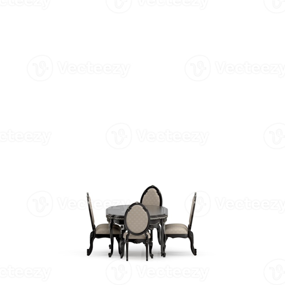 Isometric Table set front 3D render png