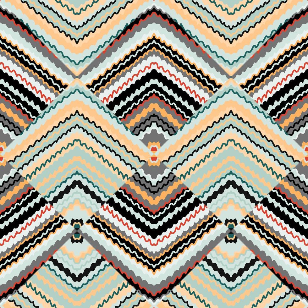 Hand drawn sketch lines endless wallpaper in doodle style. Decorative wave ethnic background. Abstract zig zag striped seamless pattern. vector