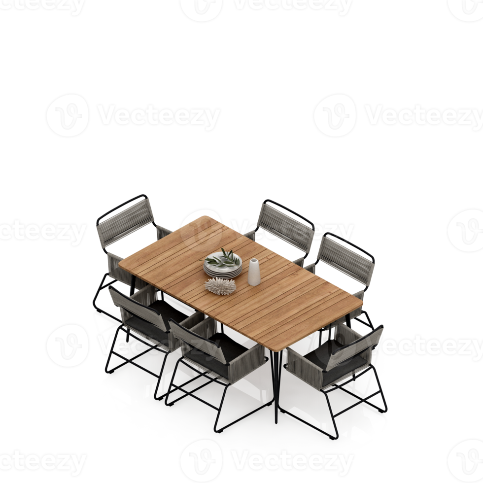 Isometric Table set Perspective 3D render png