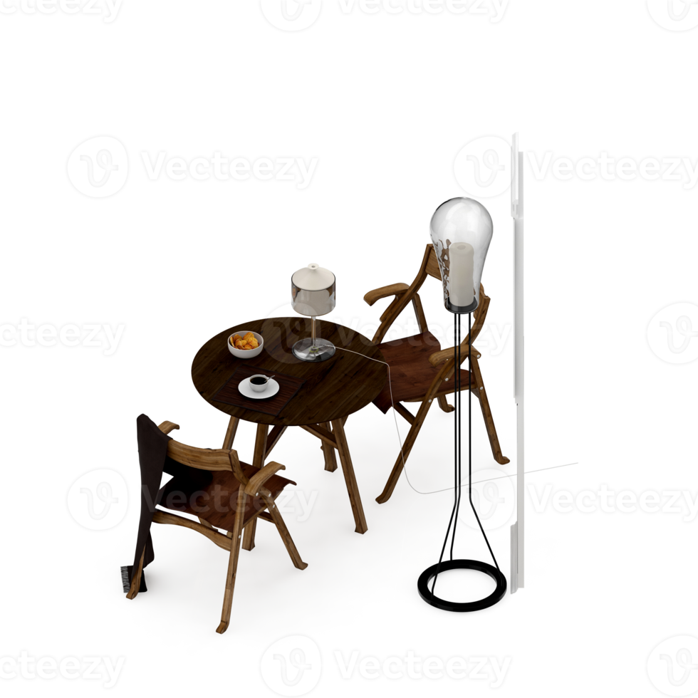 Isometric Table set Perspective 3D render png