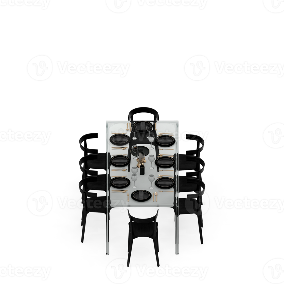 Isometric Table set Perspective 3D render png