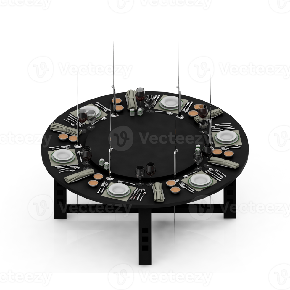 Isometric Table set Perspective 3D render png