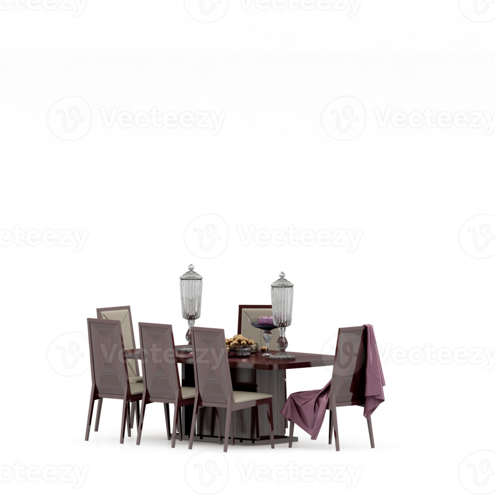 Isometric Table set front 3D render png