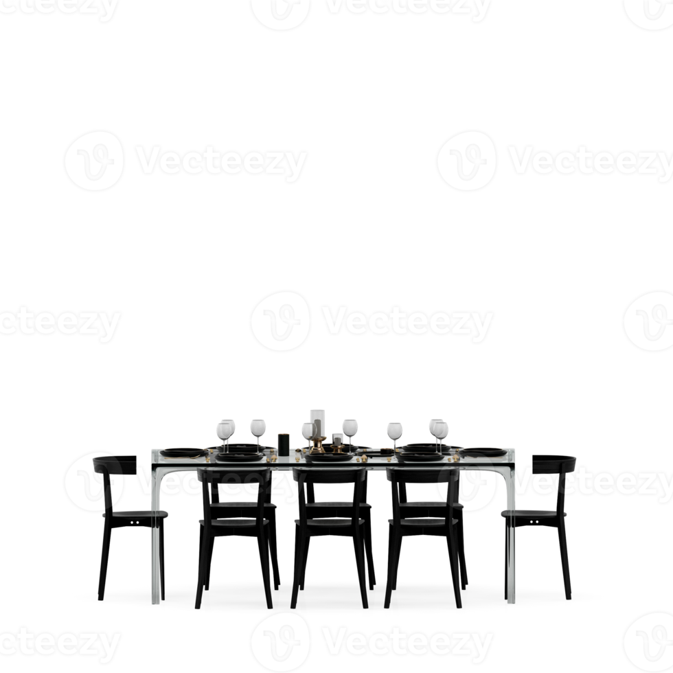 Isometric Table set front 3D render png