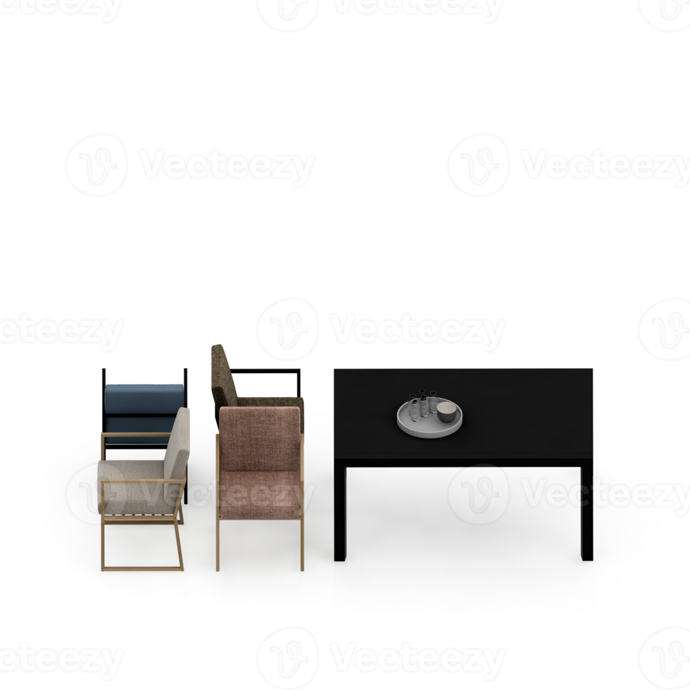 Isometric Table set Perspective 3D render png