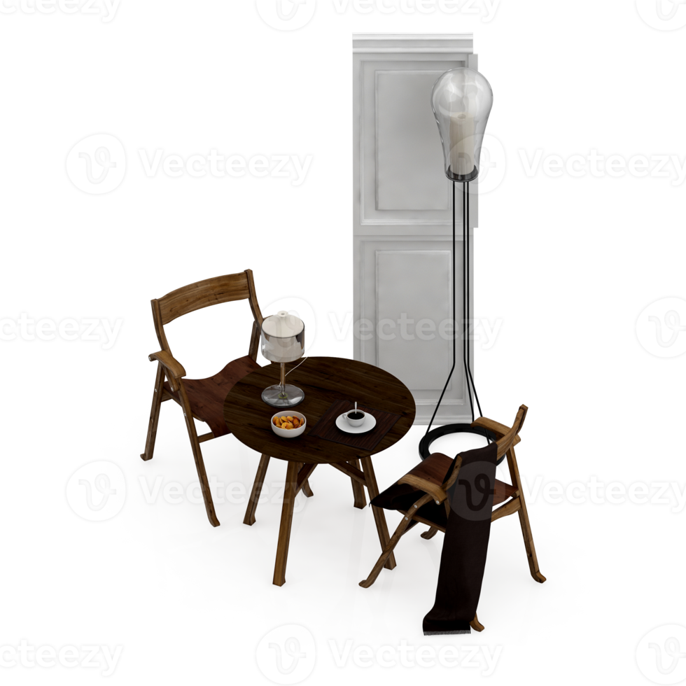 Isometric Table set Perspective 3D render png