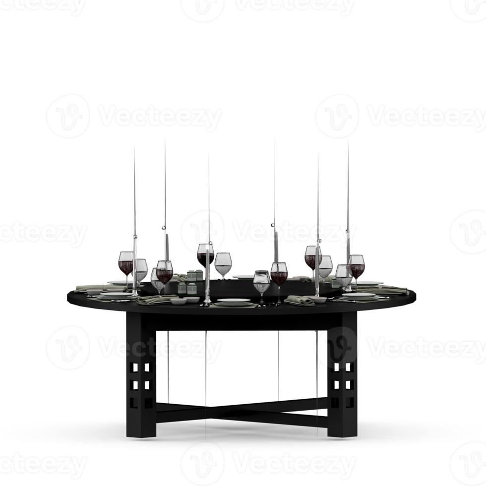 Isometric Table set front 3D render png