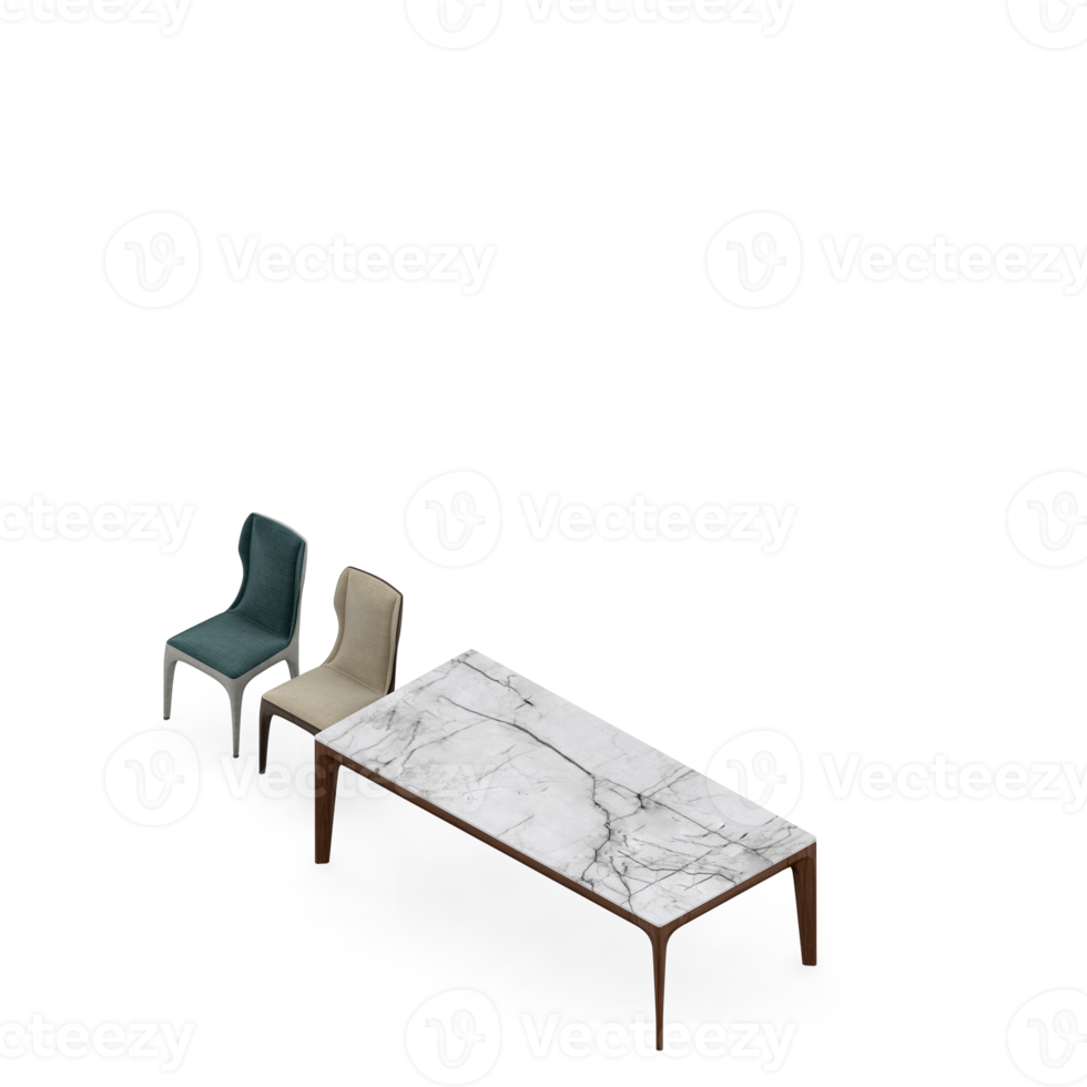 Isometric Table set Perspective 3D render png