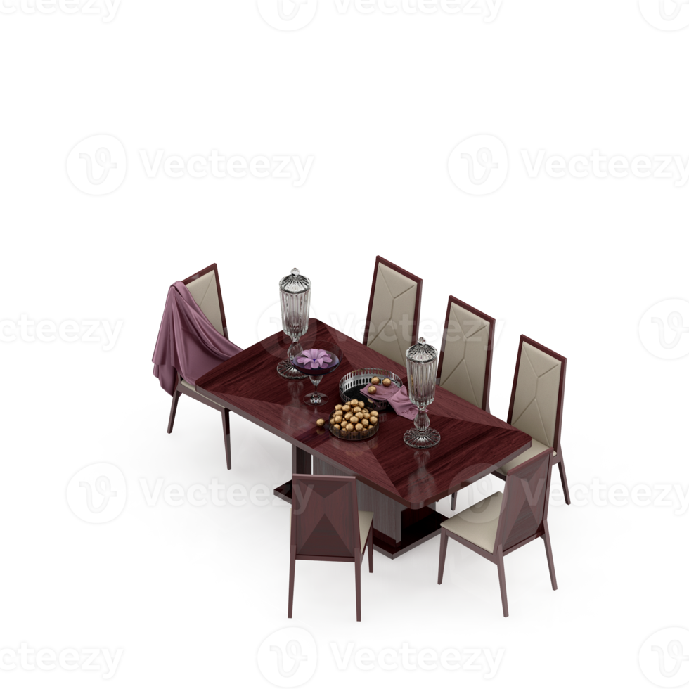 Isometric Table set Perspective 3D render png