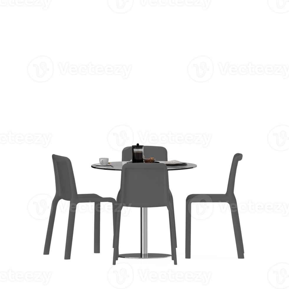 Isometric Table set front 3D render png
