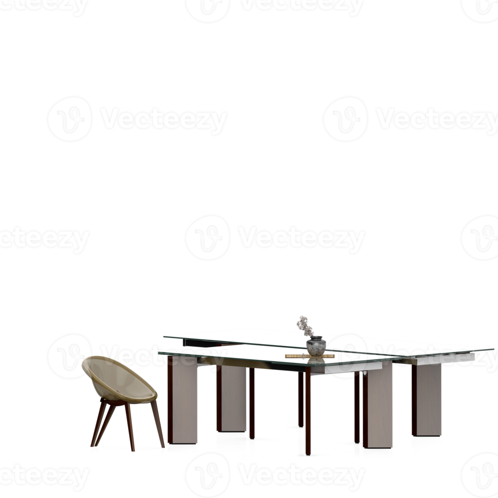 Isometric Table set front 3D render png