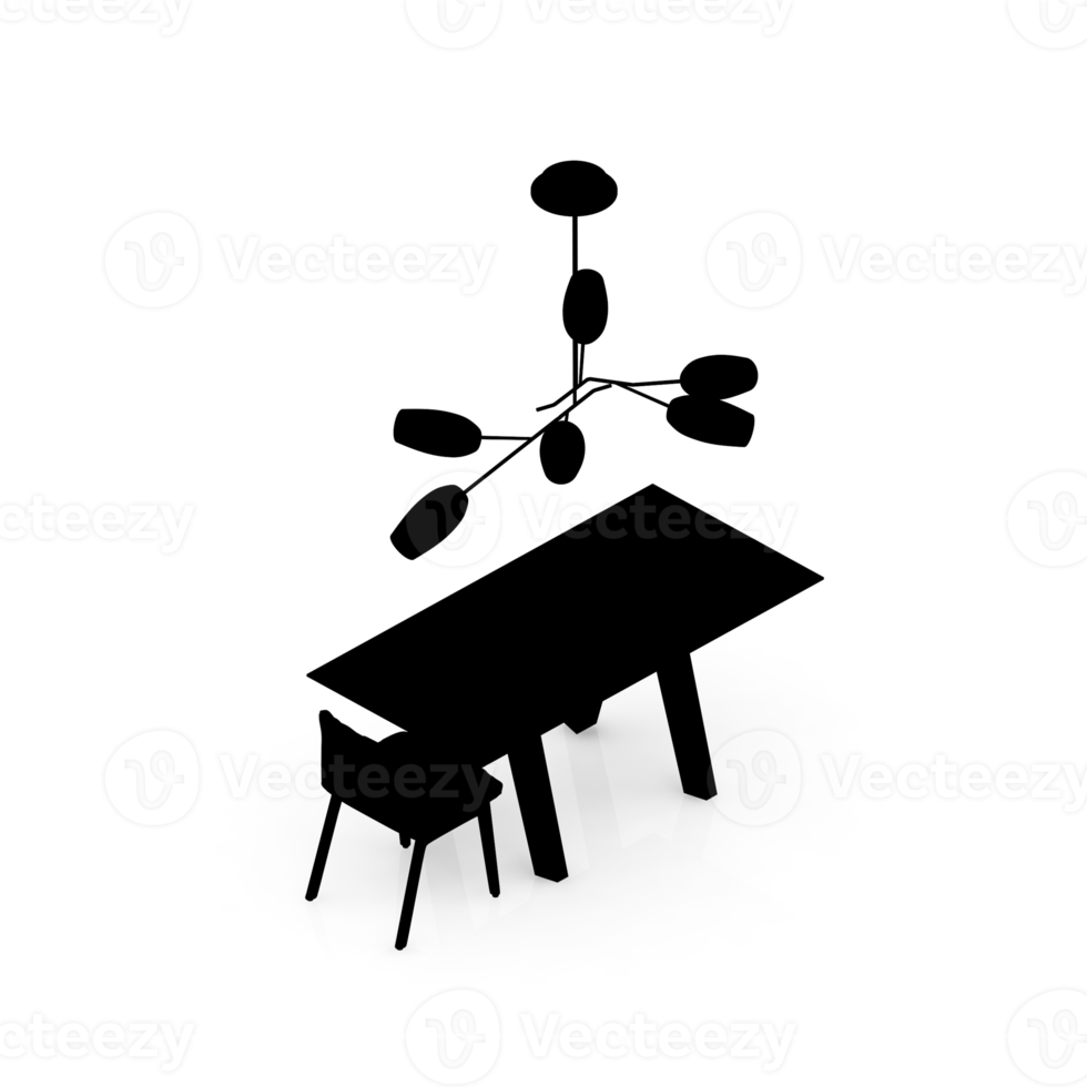 Isometric Table set Perspective 3D render png