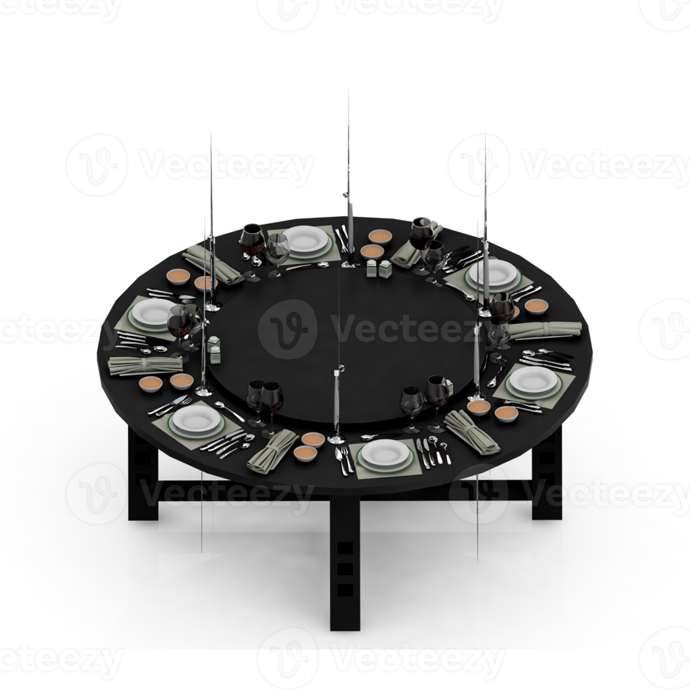 Isometric Table set Perspective 3D render png