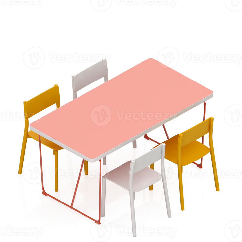 Isometric Table set Perspective 3D render png