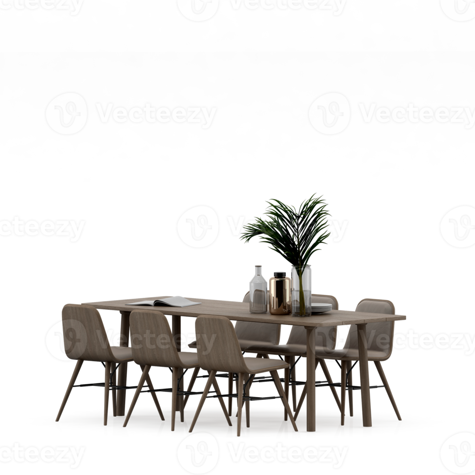 Isometric Table set front 3D render png