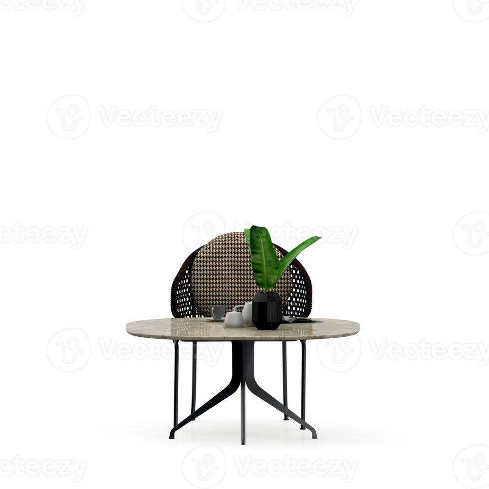 Isometric Table set front 3D render png