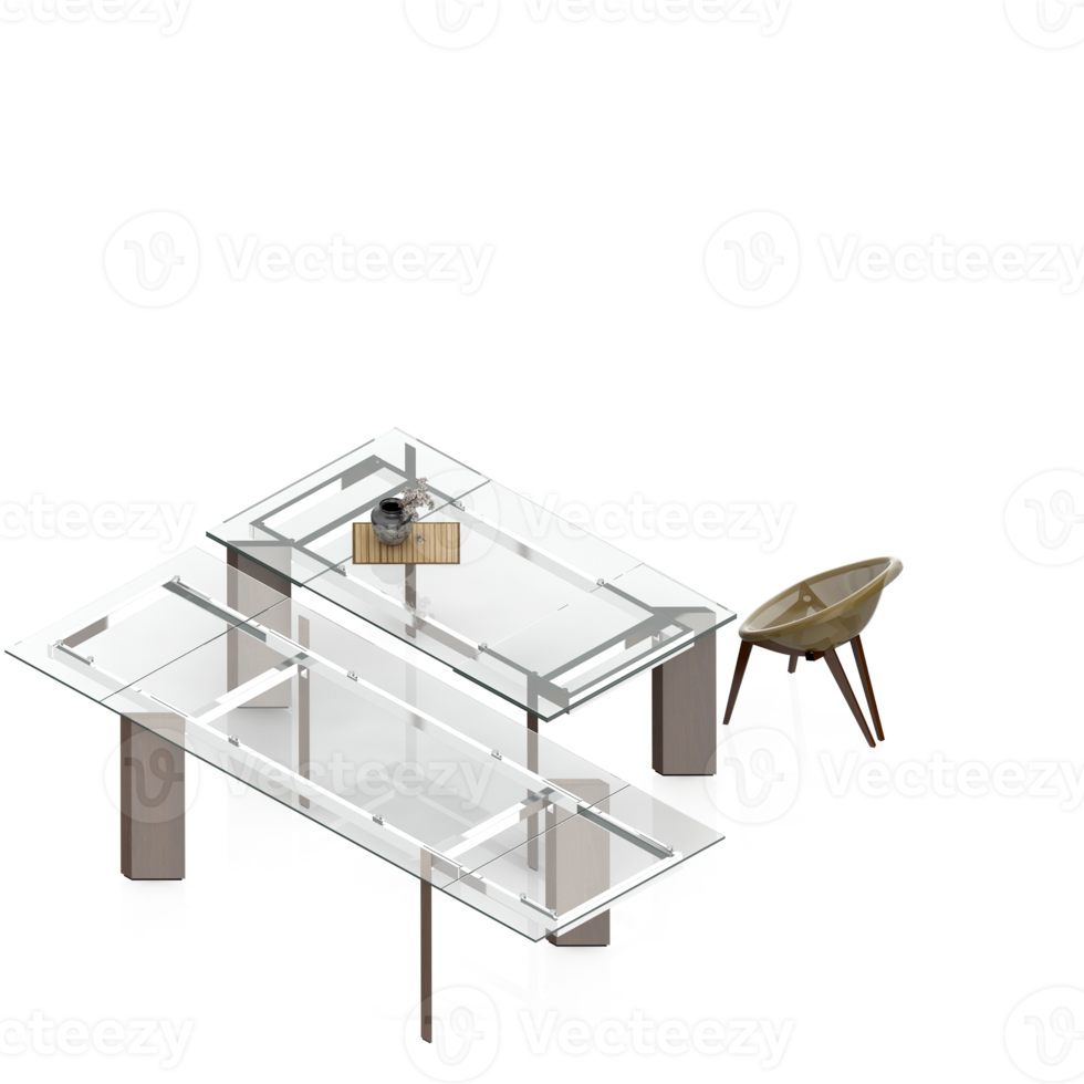 Isometric Table set Perspective 3D render png